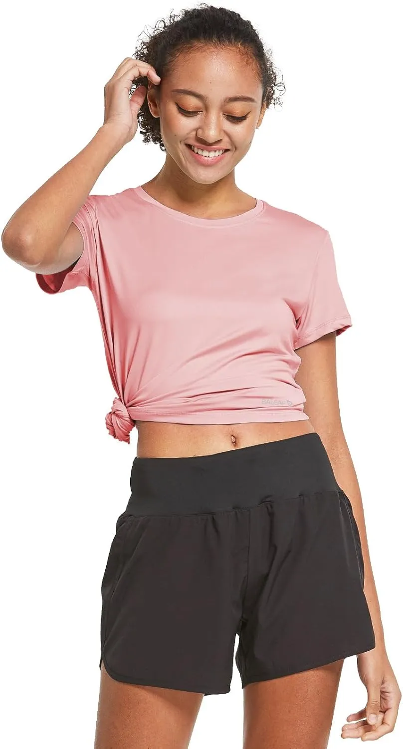 baleaf Women's Short Sleeve Running Workout Shirts Athletic Tops Lightweight Quick Dry Training Yoga Crewneck