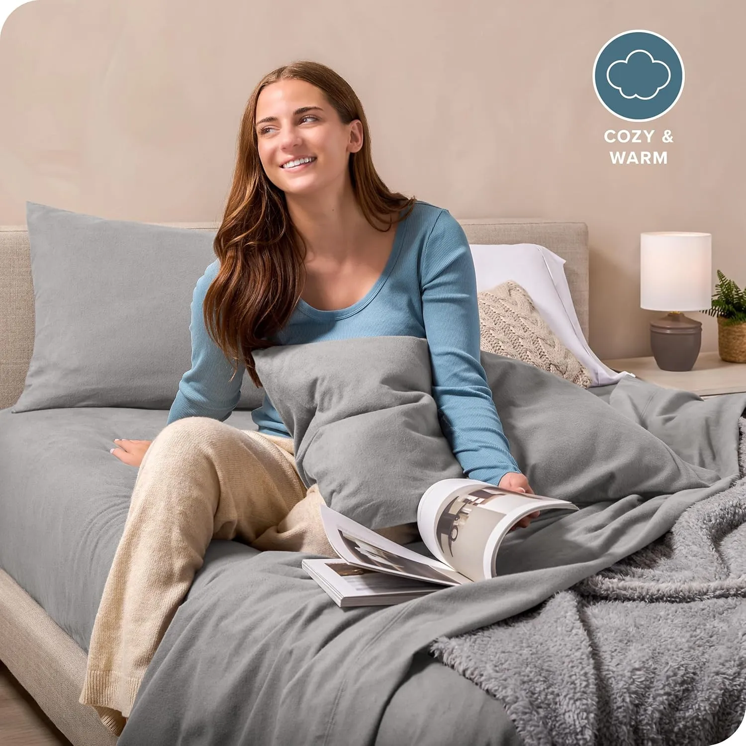 Bare Home Super Soft Fleece Sheet Set - Queen Size - Extra Plush Polar Fleece, No-Pilling Bed Sheets - All Season Cozy Warmth (Queen, Light Grey)