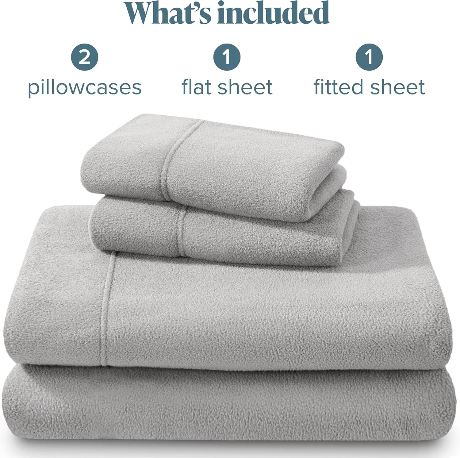 Bare Home Super Soft Fleece Sheet Set - Queen Size - Extra Plush Polar Fleece, No-Pilling Bed Sheets - All Season Cozy Warmth (Queen, Light Grey)