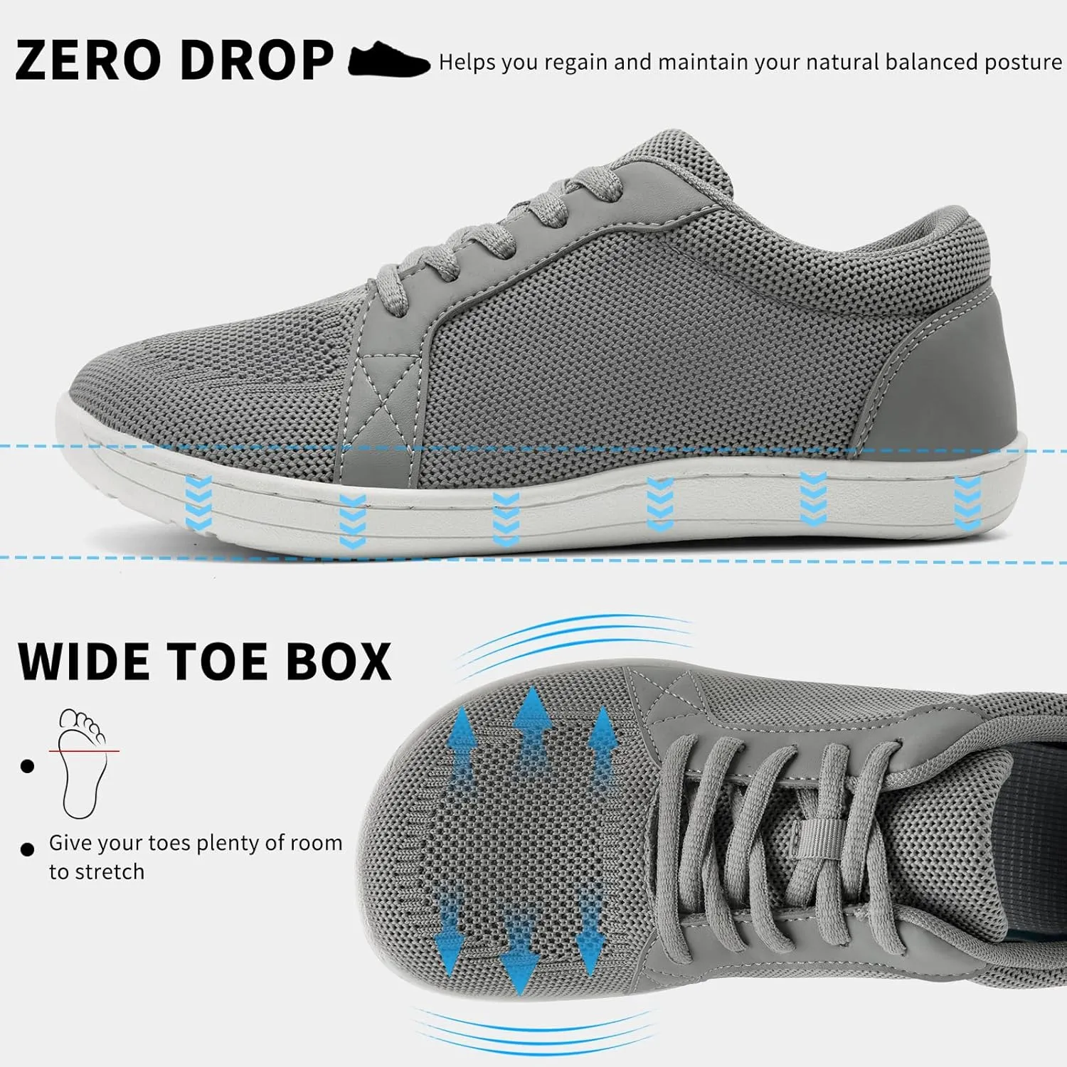 Barefoot Shoes Women Wide Toe Box Walking Shoes Minimalist Zero Drop Sole Breathable Fashion Sneaker