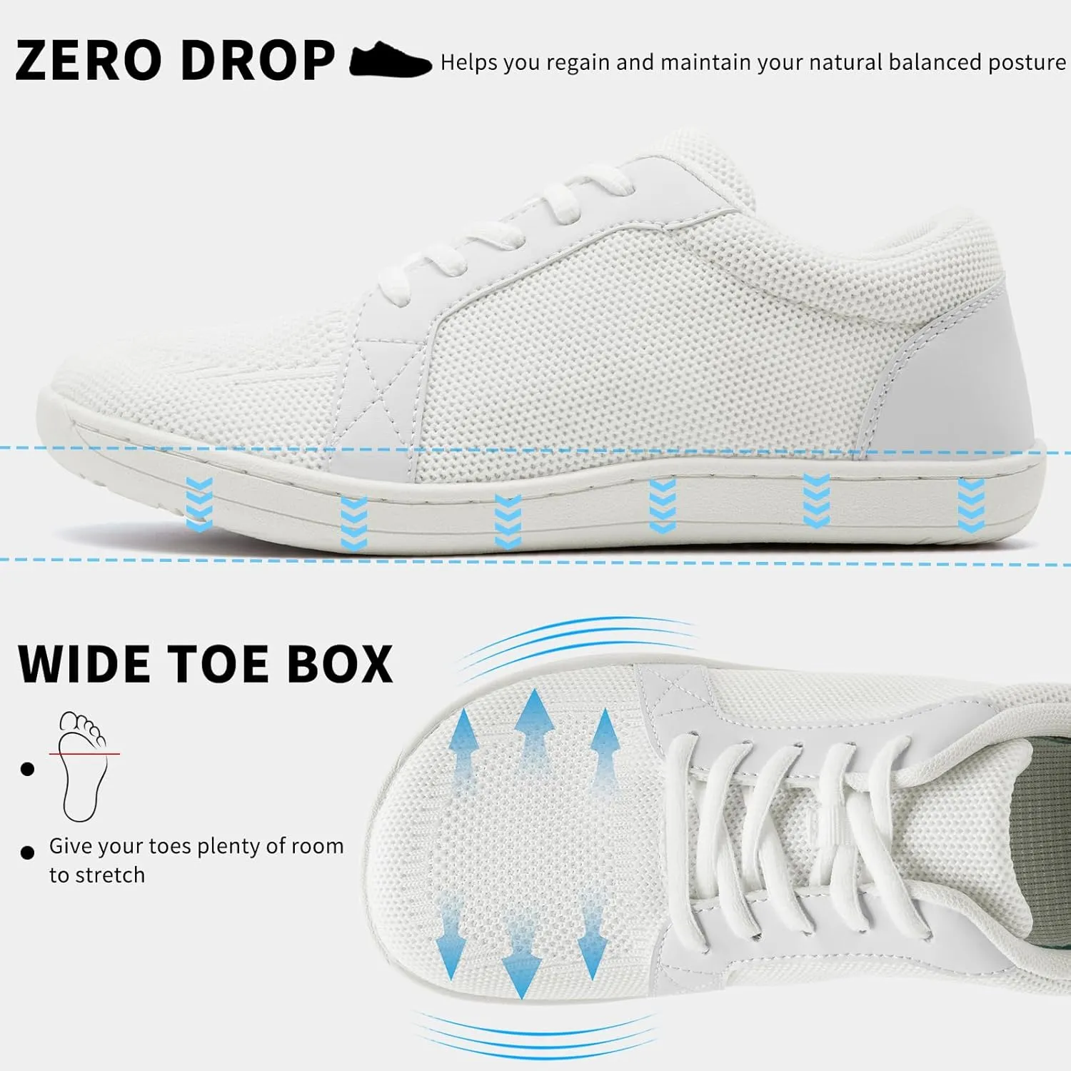 Barefoot Shoes Women Wide Toe Box Walking Shoes Minimalist Zero Drop Sole Breathable Fashion Sneaker