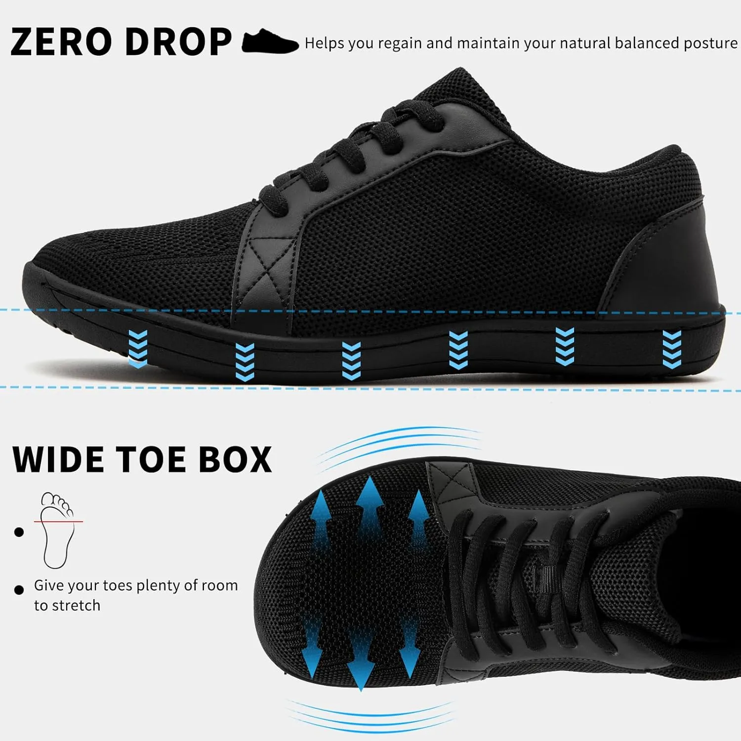 Barefoot Shoes Women Wide Toe Box Walking Shoes Minimalist Zero Drop Sole Breathable Fashion Sneaker