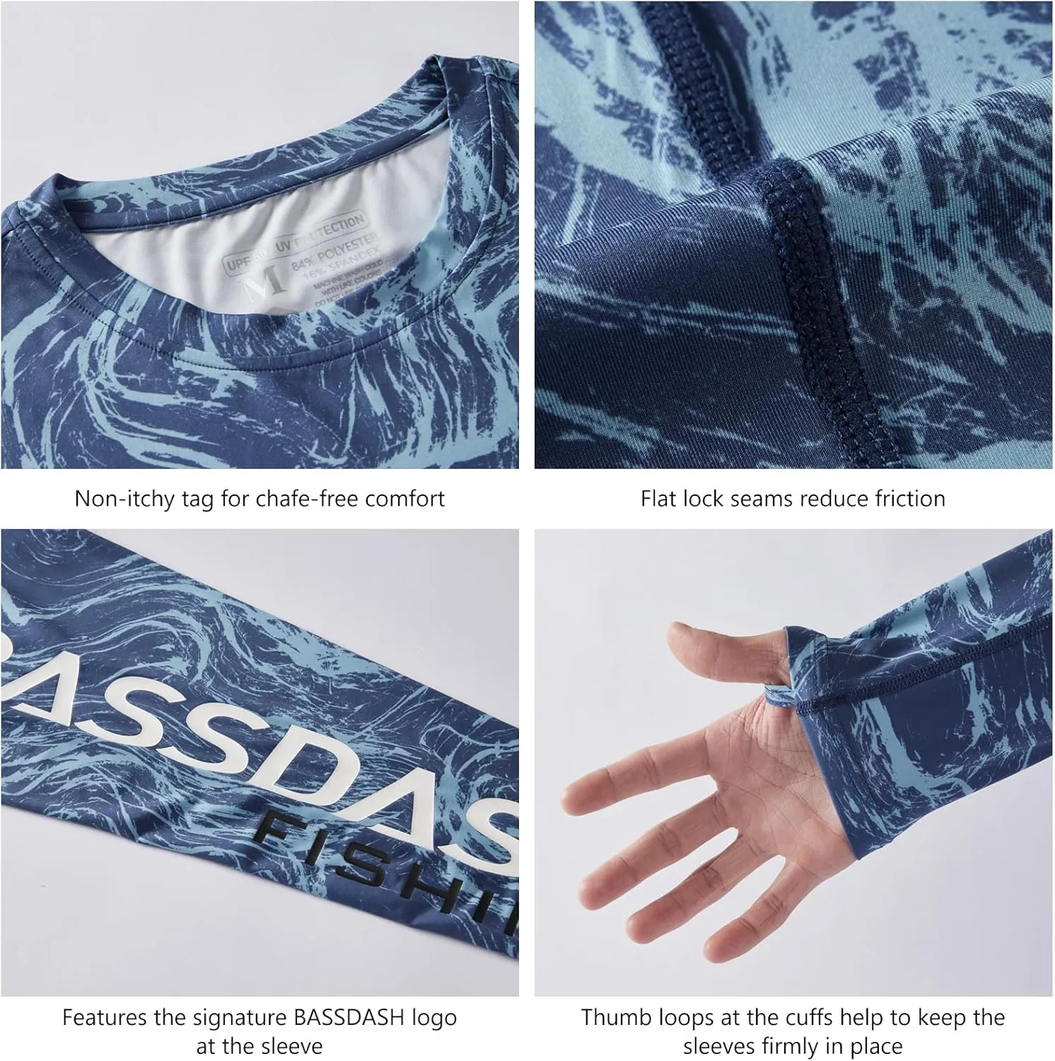 BASSDASH Men’s UPF 50  Camo Long Sleeve Shirts Quick Dry Lightweight Performance Shirt for Outdoors Fishing Hiking