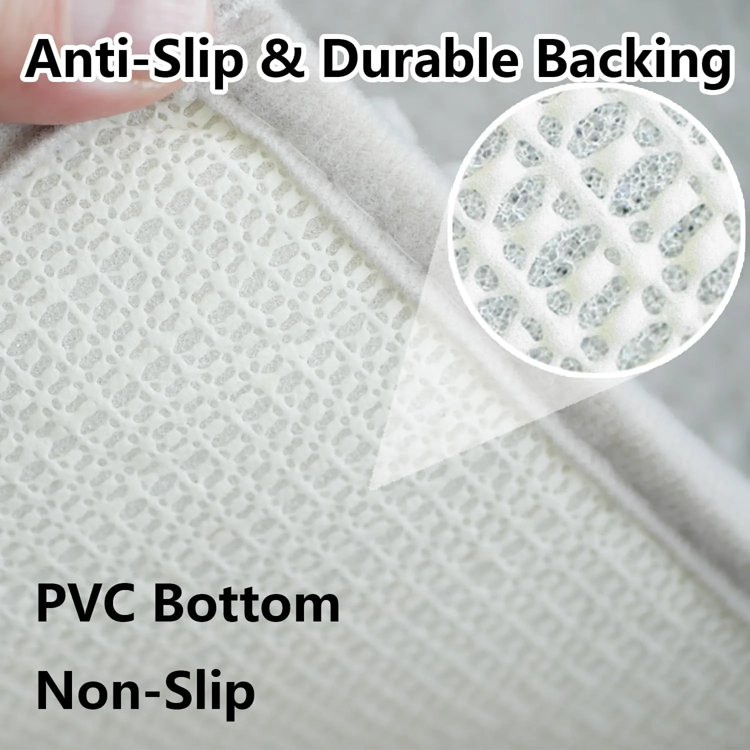 Bathroom Rugs Chenille 3-Piece Extra Soft and Absorbent Shag Bathroom Rugs, Machine Wash Mat, Strong PVC Non-Slip Underside, Plush Carpet Mats (Light Grey)