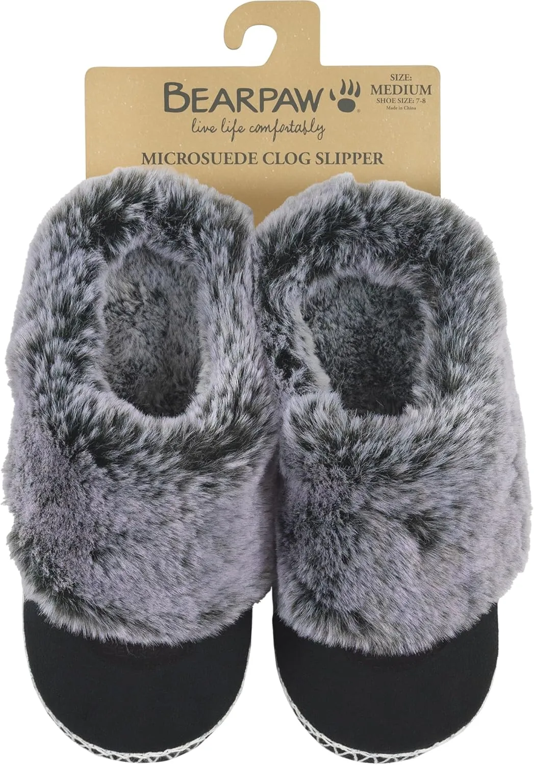 BEARPAW Womens Indoor Microsuede Faux Fur Lined Soft Sole Slipper With Skid Resistant Bottom