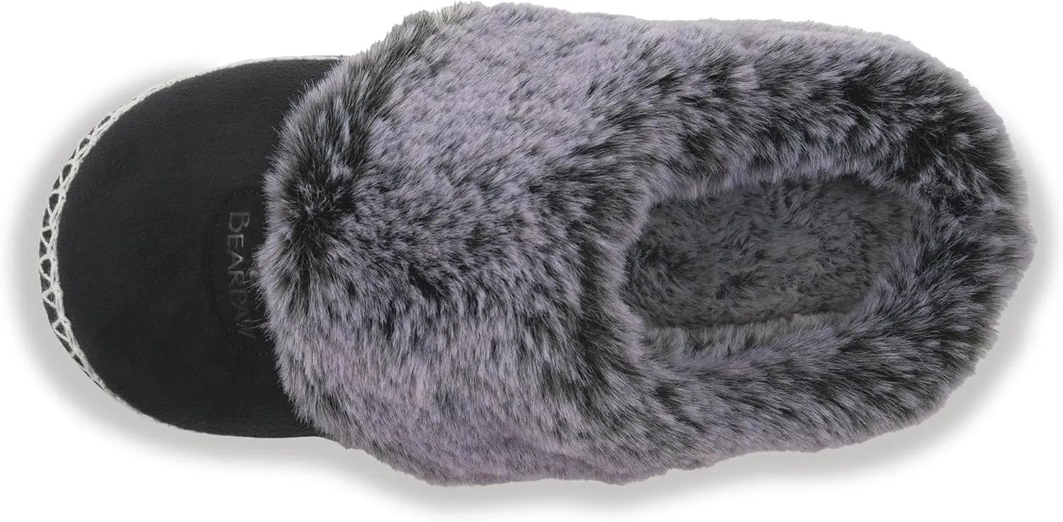 BEARPAW Womens Indoor Microsuede Faux Fur Lined Soft Sole Slipper With Skid Resistant Bottom