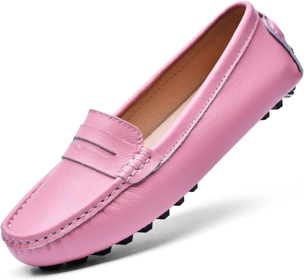 BEAUSEEN Women's Genuine Leather Penny Loafers Classic Driving Moccasins Casual Slip On Comfort Women Loafer Shoes