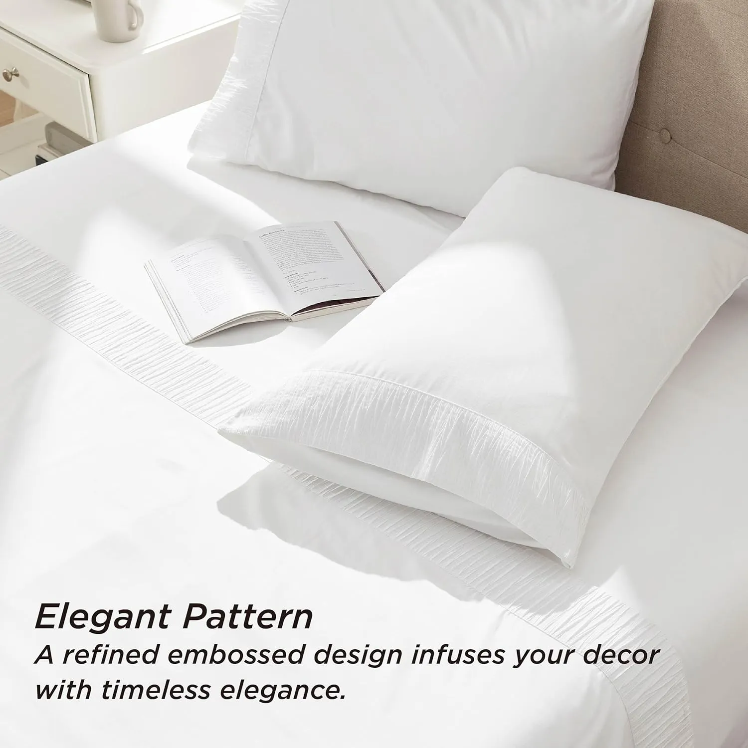 Bedsure Queen Sheet Set - 4 Pieces Soft Queen Size Sheets - Breathable & Cooling - Hotel Luxury - Easy Care Polyester Microfiber Bedding for Women, Men, Bright White