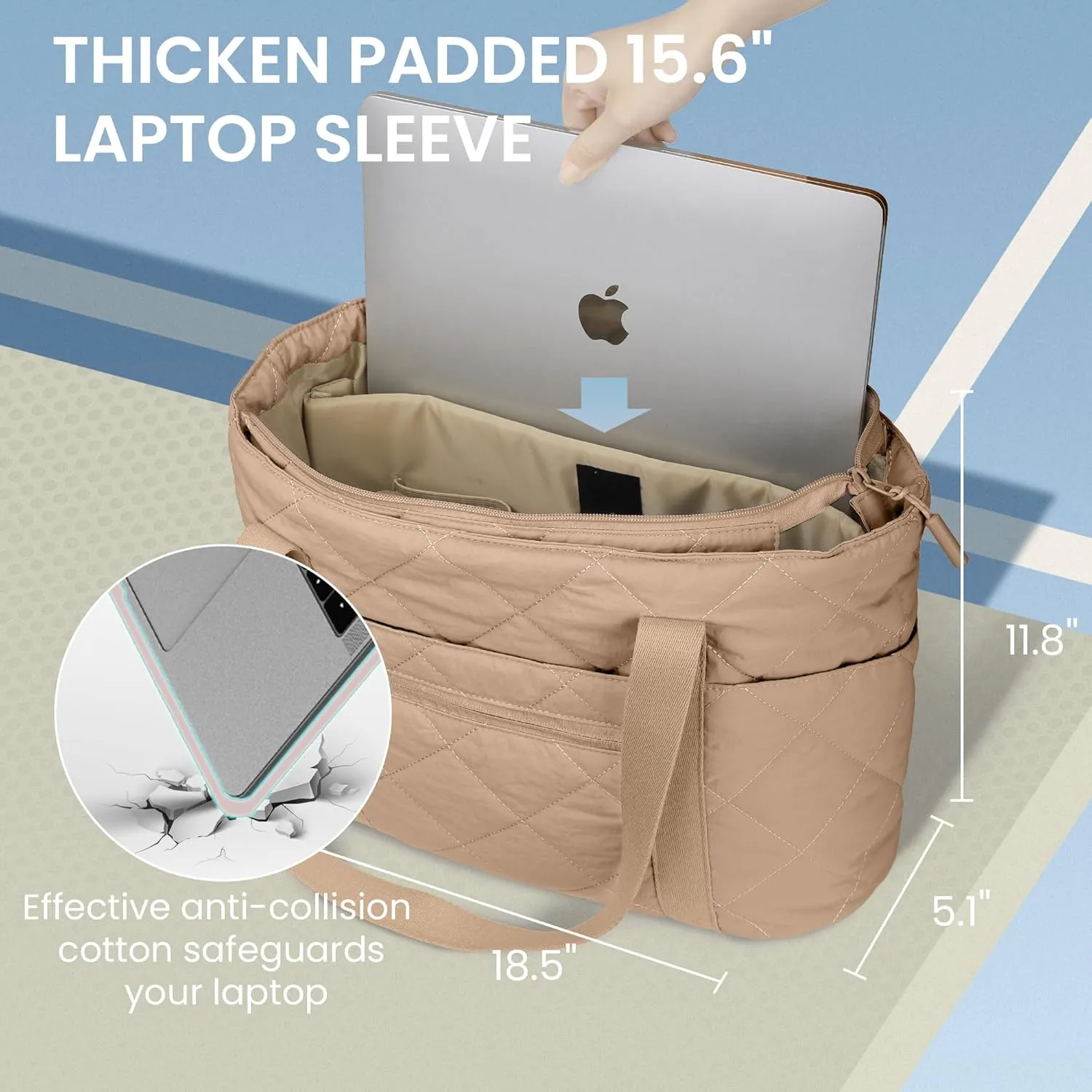 befen Laptop Tote Bag for Women Work, Travel Tote Bags Nurse Puffer Quilted Handbags, Lightweight Waterproof Beach Purse