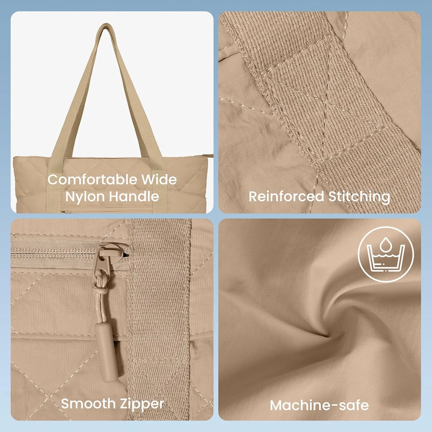 befen Laptop Tote Bag for Women Work, Travel Tote Bags Nurse Puffer Quilted Handbags, Lightweight Waterproof Beach Purse