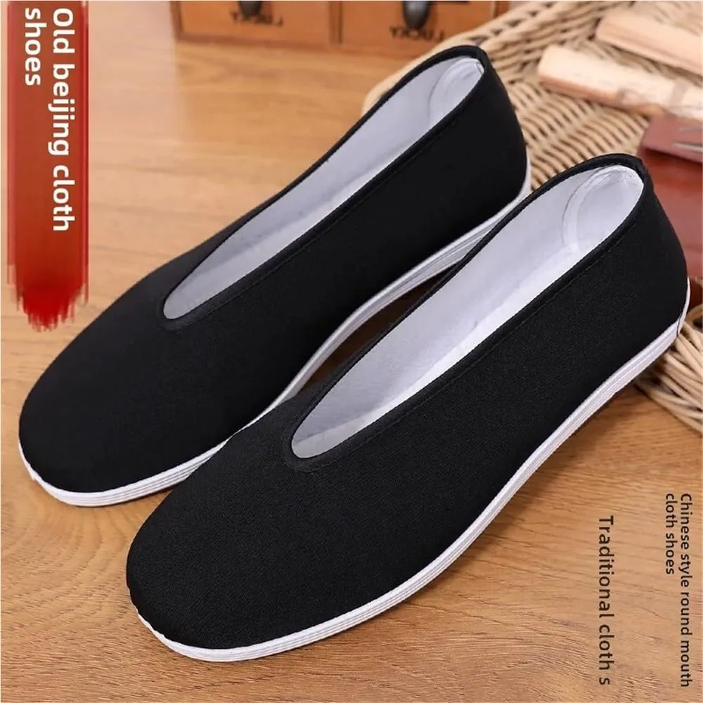 Beijing Cloth Shoes for Men Lightweight Anti-Slip Soft Bottom Breathable Slip-On Casual Shoes