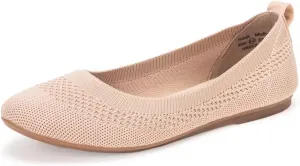 BEJINASH Ballet Flats for Women Soft Slip On Flat Shoes Knit Round Toe Work Flat Mesh Woman Walking Shoes Comfortable Casual