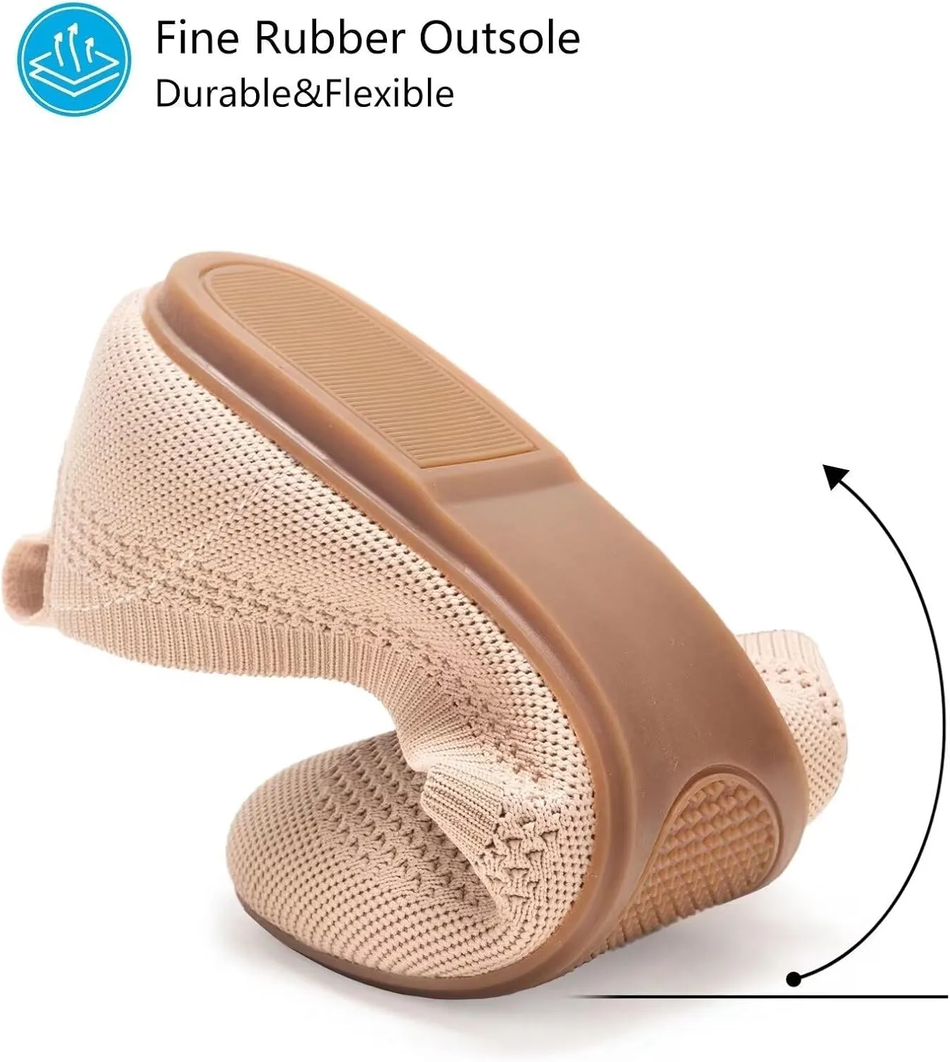 BEJINASH Ballet Flats for Women Soft Slip On Flat Shoes Knit Round Toe Work Flat Mesh Woman Walking Shoes Comfortable Casual