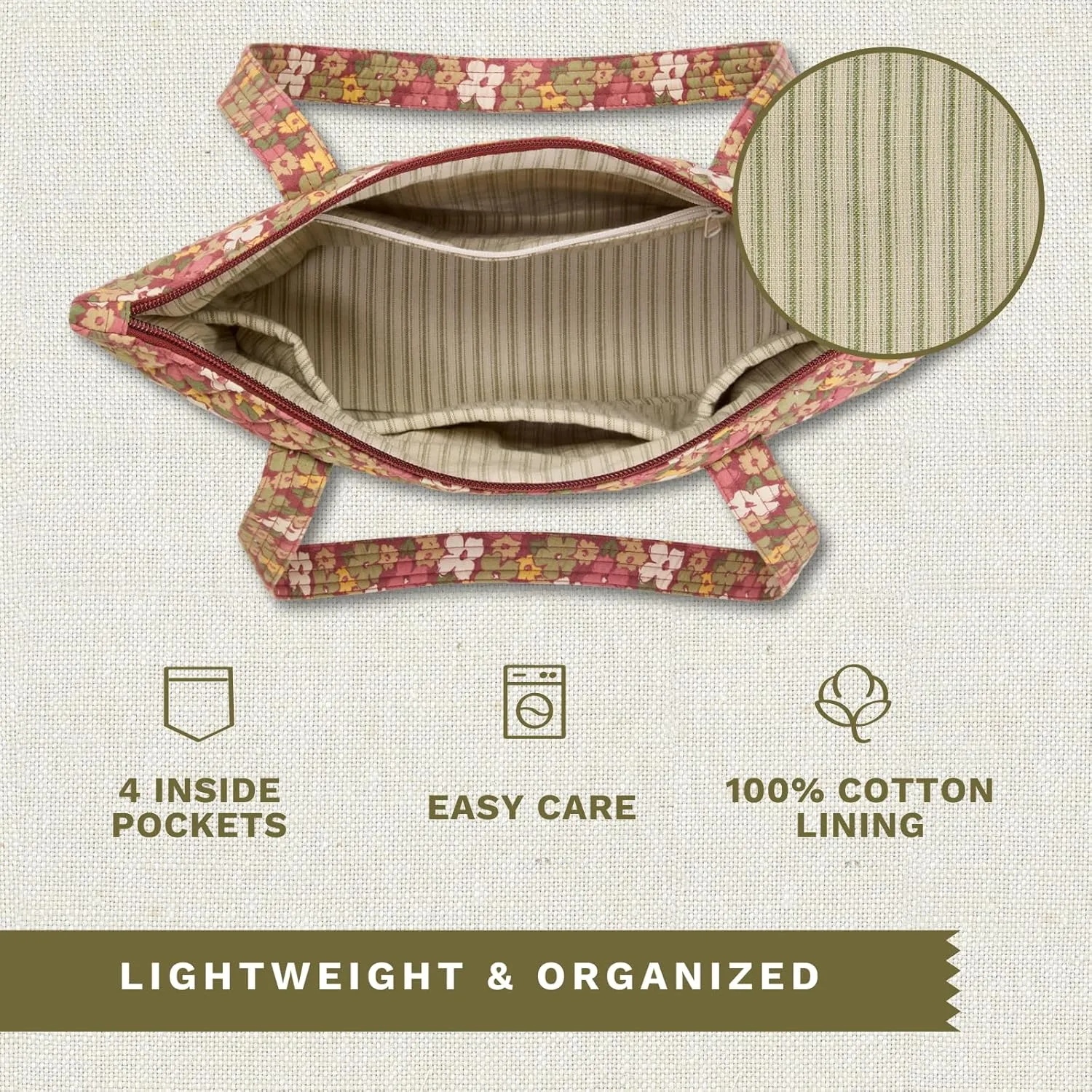 Bella Taylor Small Tote | Lightweight Quilted Fabric Purses for Women