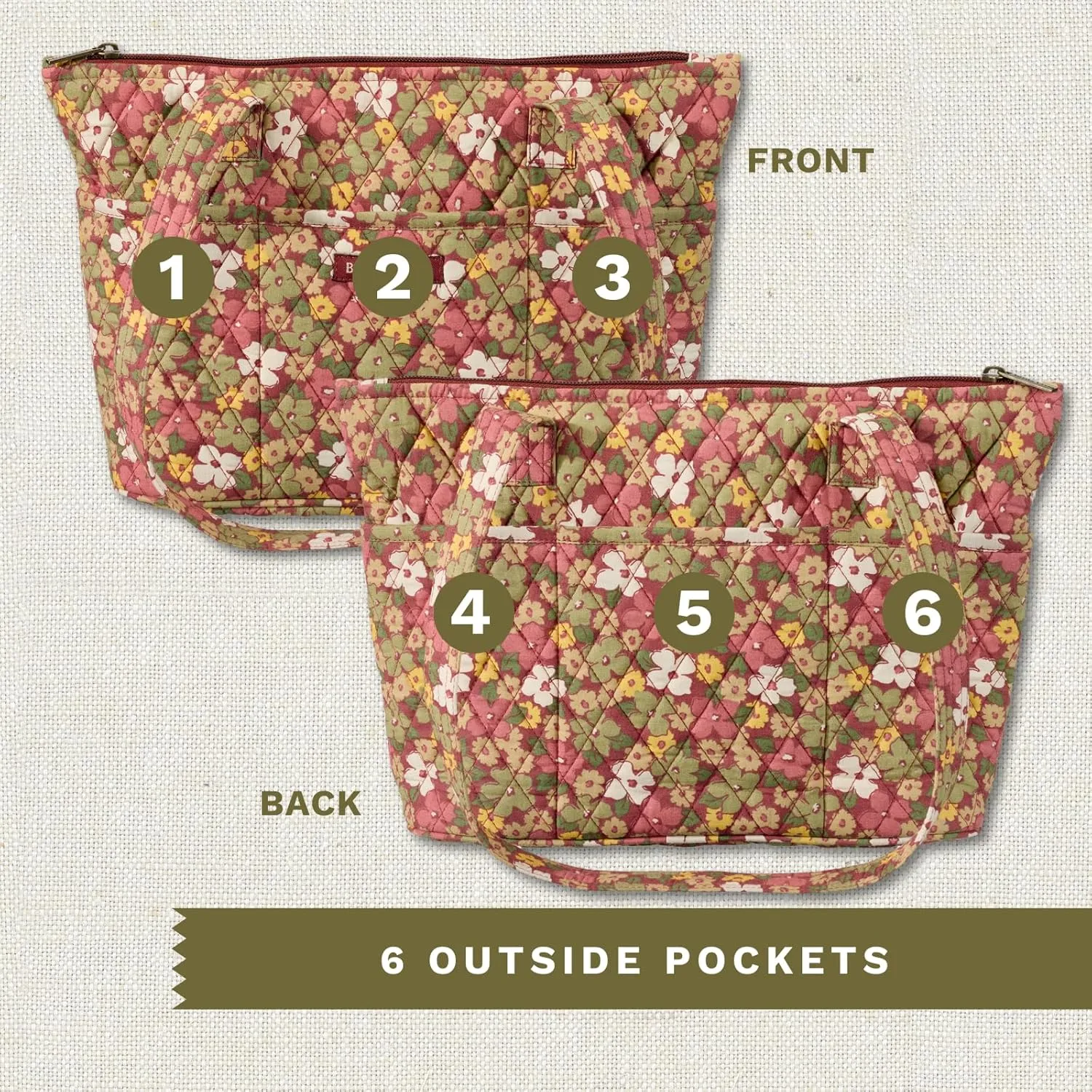 Bella Taylor Small Tote | Lightweight Quilted Fabric Purses for Women