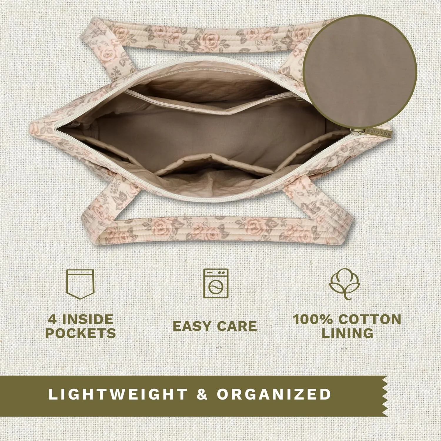 Bella Taylor Small Tote | Lightweight Quilted Fabric Purses for Women