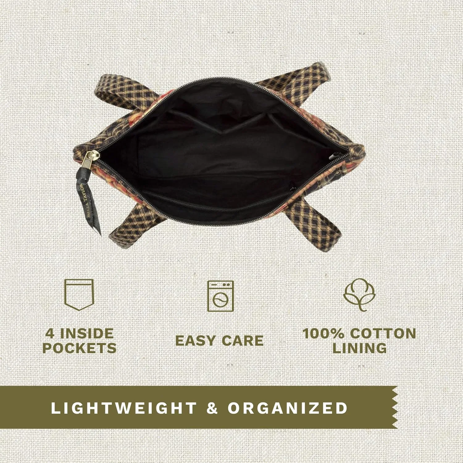 Bella Taylor Small Tote | Lightweight Quilted Fabric Purses for Women