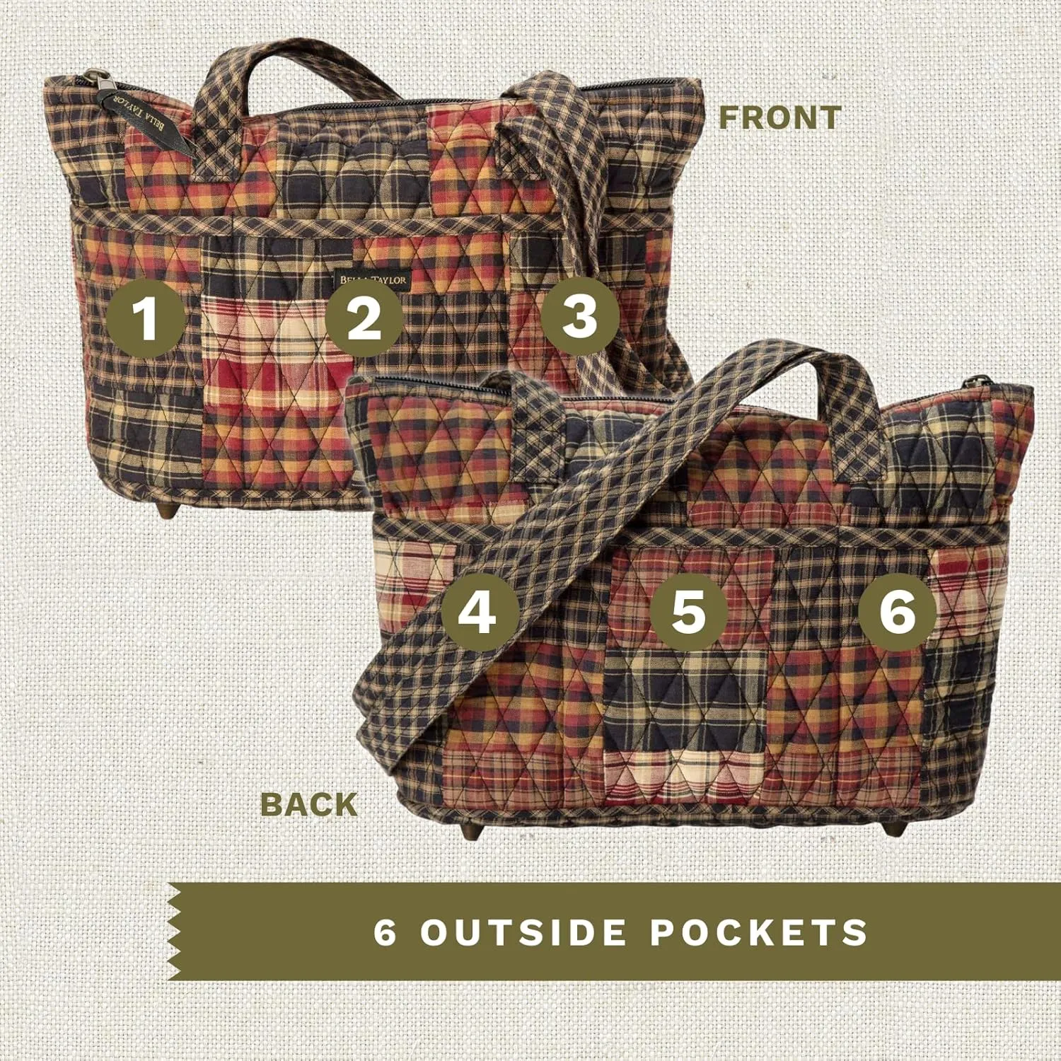 Bella Taylor Small Tote | Lightweight Quilted Fabric Purses for Women