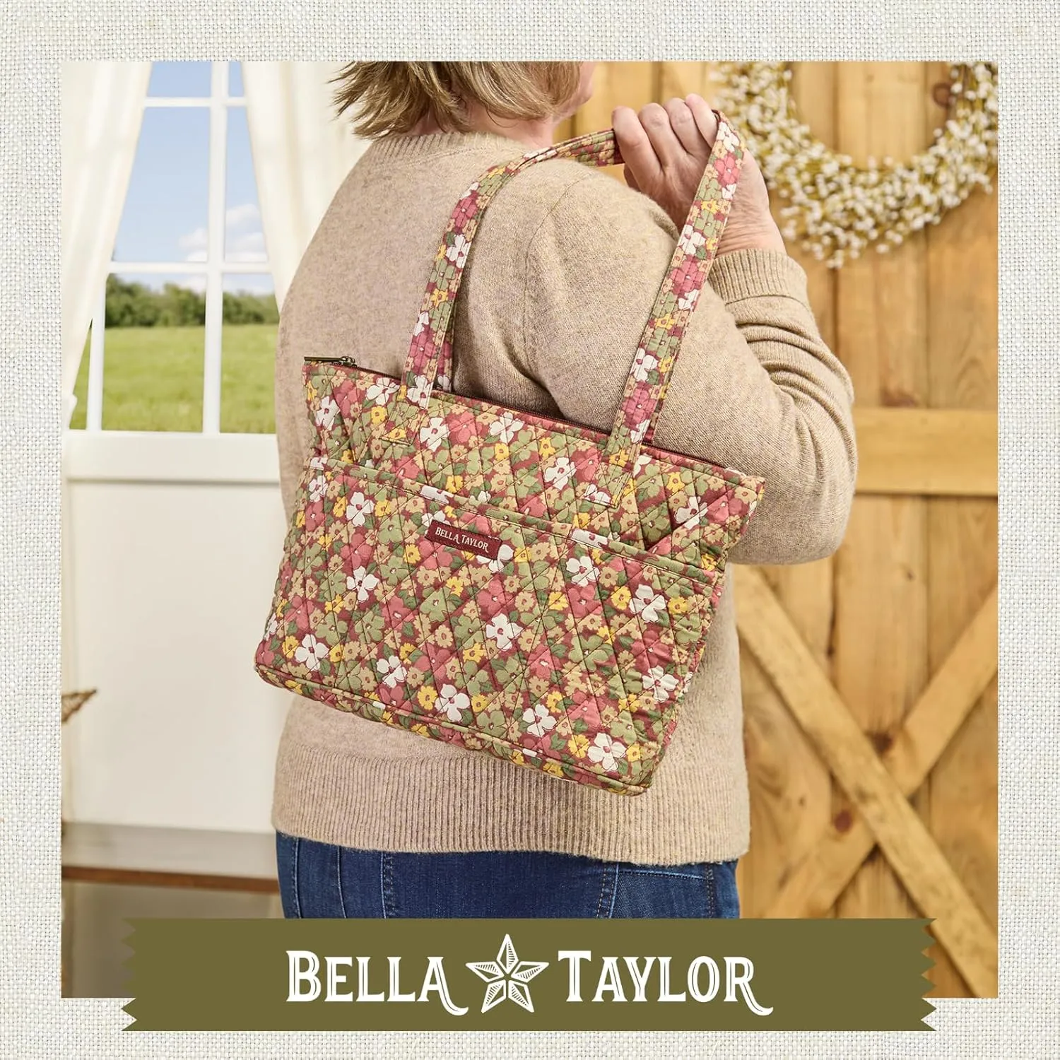 Bella Taylor Small Tote | Lightweight Quilted Fabric Purses for Women