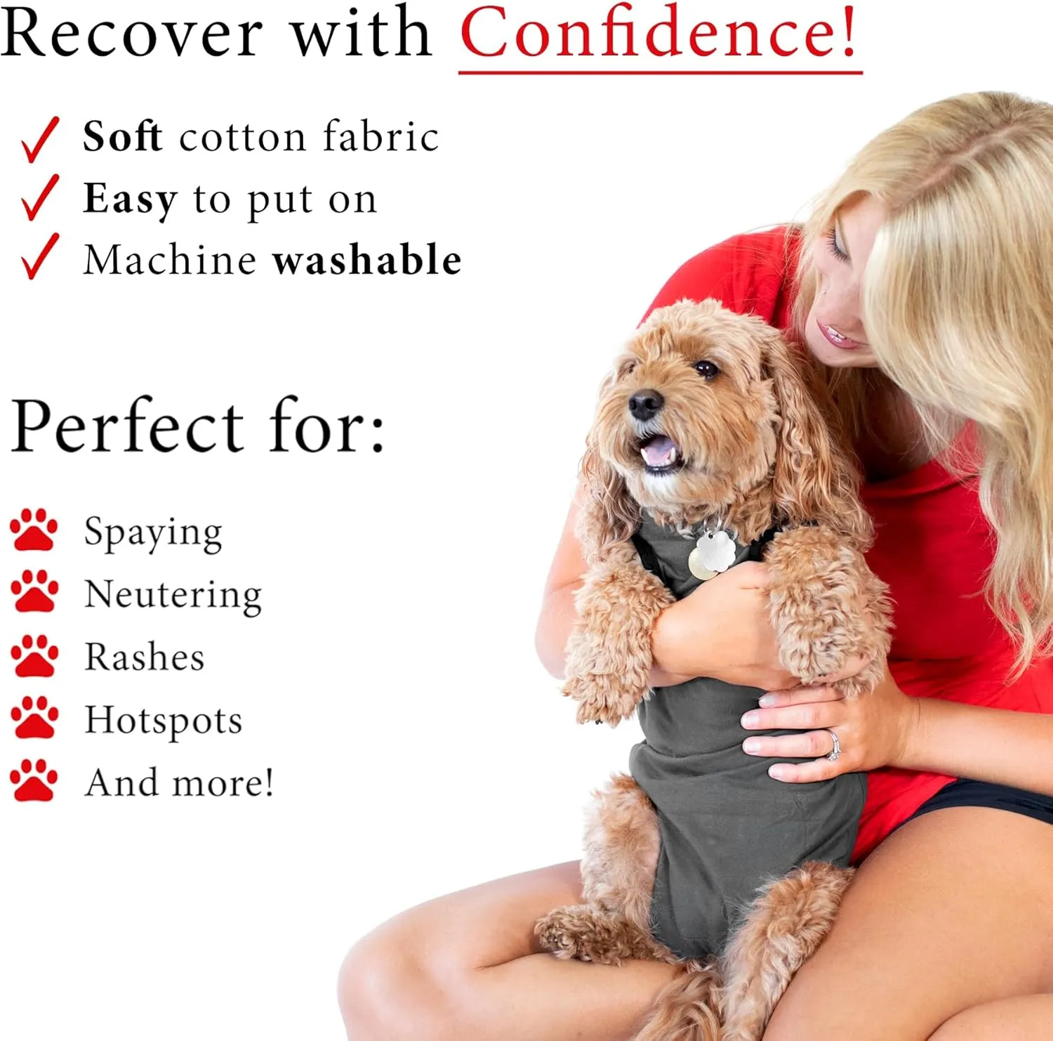 BellyGuard Recovery Suit for Dogs, Comfy Dog Surgery Suit, Female Spay and Male Neuter Onesie for Post-Op Care
