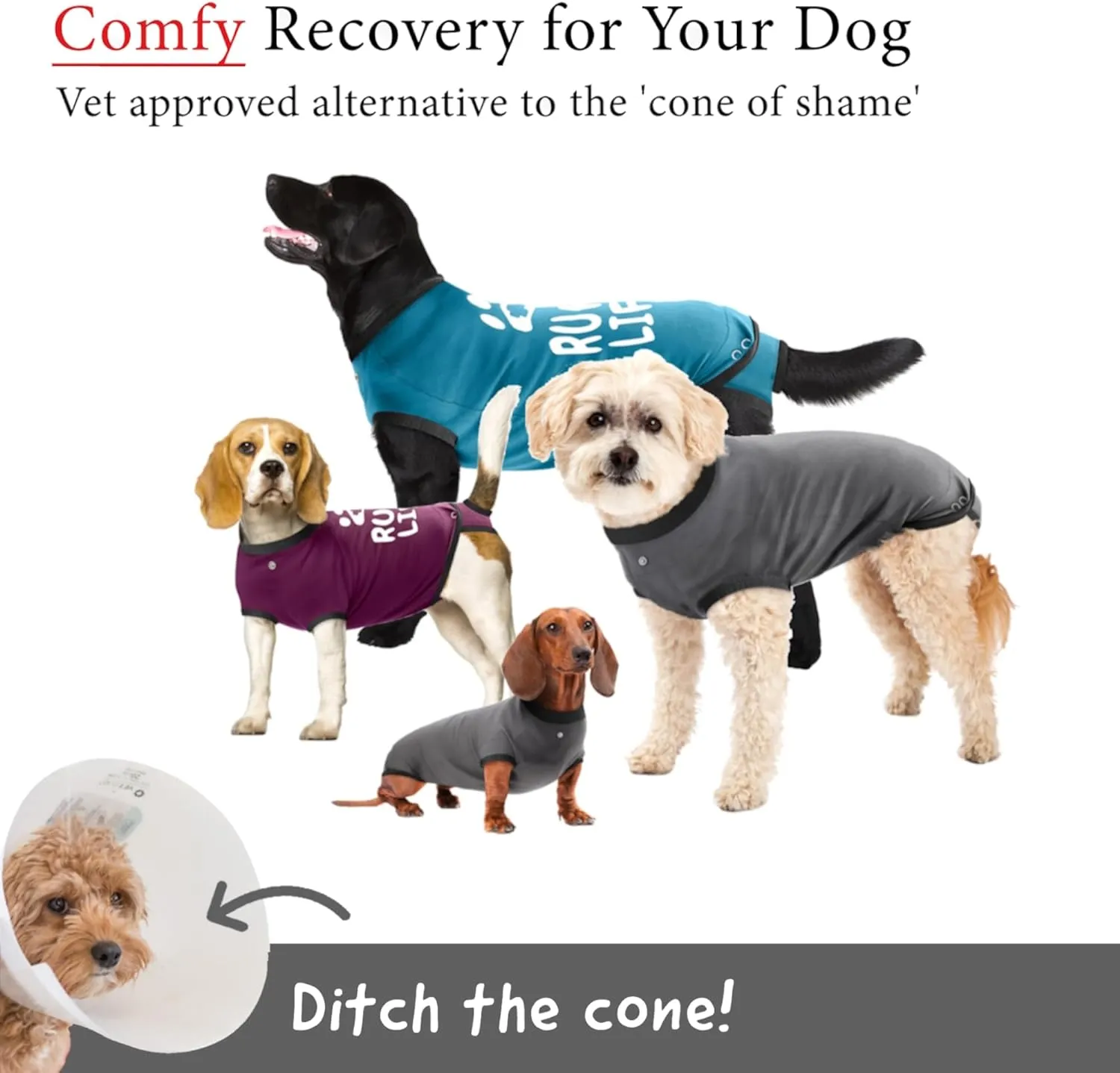BellyGuard Recovery Suit for Dogs, Comfy Dog Surgery Suit, Female Spay and Male Neuter Onesie for Post-Op Care
