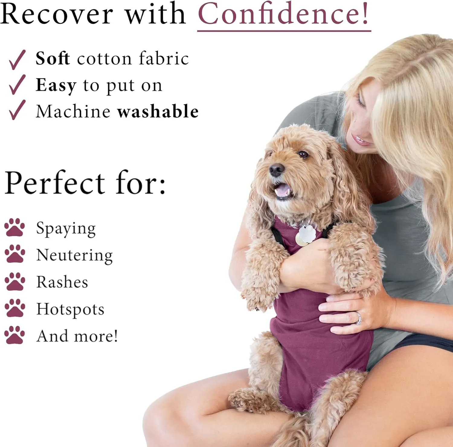 BellyGuard Recovery Suit for Dogs, Comfy Dog Surgery Suit, Female Spay and Male Neuter Onesie for Post-Op Care