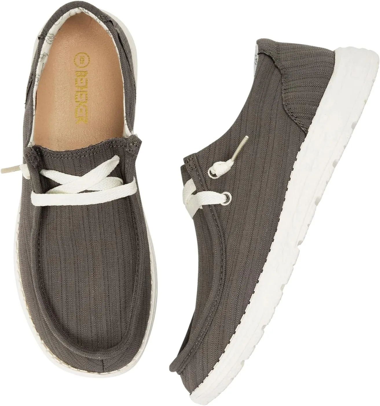 BENEKER Women's Loafers Slip On Low Top Sneakers Casual Boat Shoes Comfortable Walking Flats Breathable Canvas Shoes