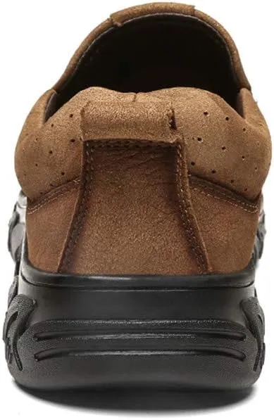 BIFINI Men's Slip-on Outdoor Walking Shoes Adventure Leather Hiking Moc Moccasin