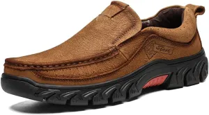 BIFINI Men's Slip-on Outdoor Walking Shoes Adventure Leather Hiking Moc Moccasin