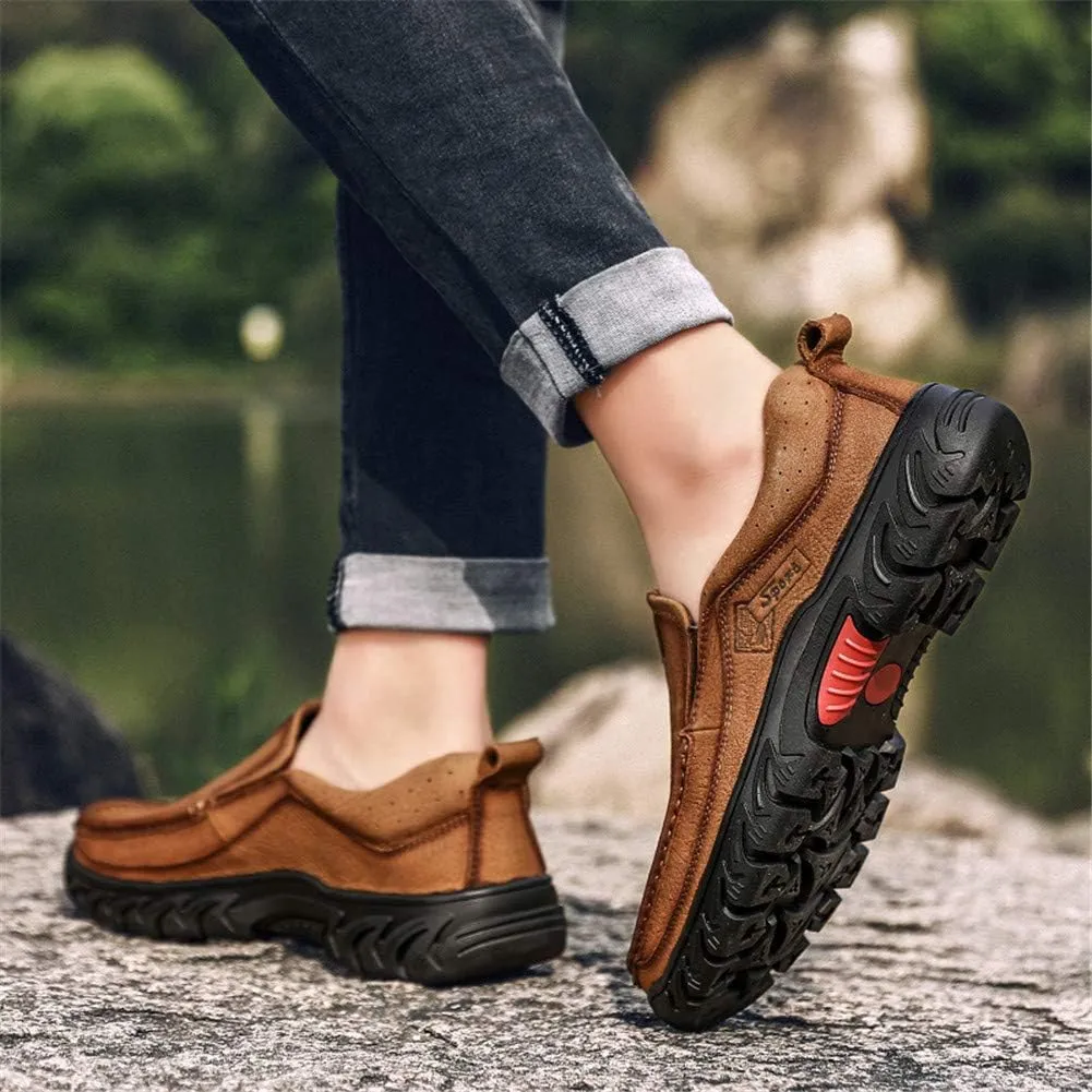 BIFINI Men's Slip-on Outdoor Walking Shoes Adventure Leather Hiking Moc Moccasin