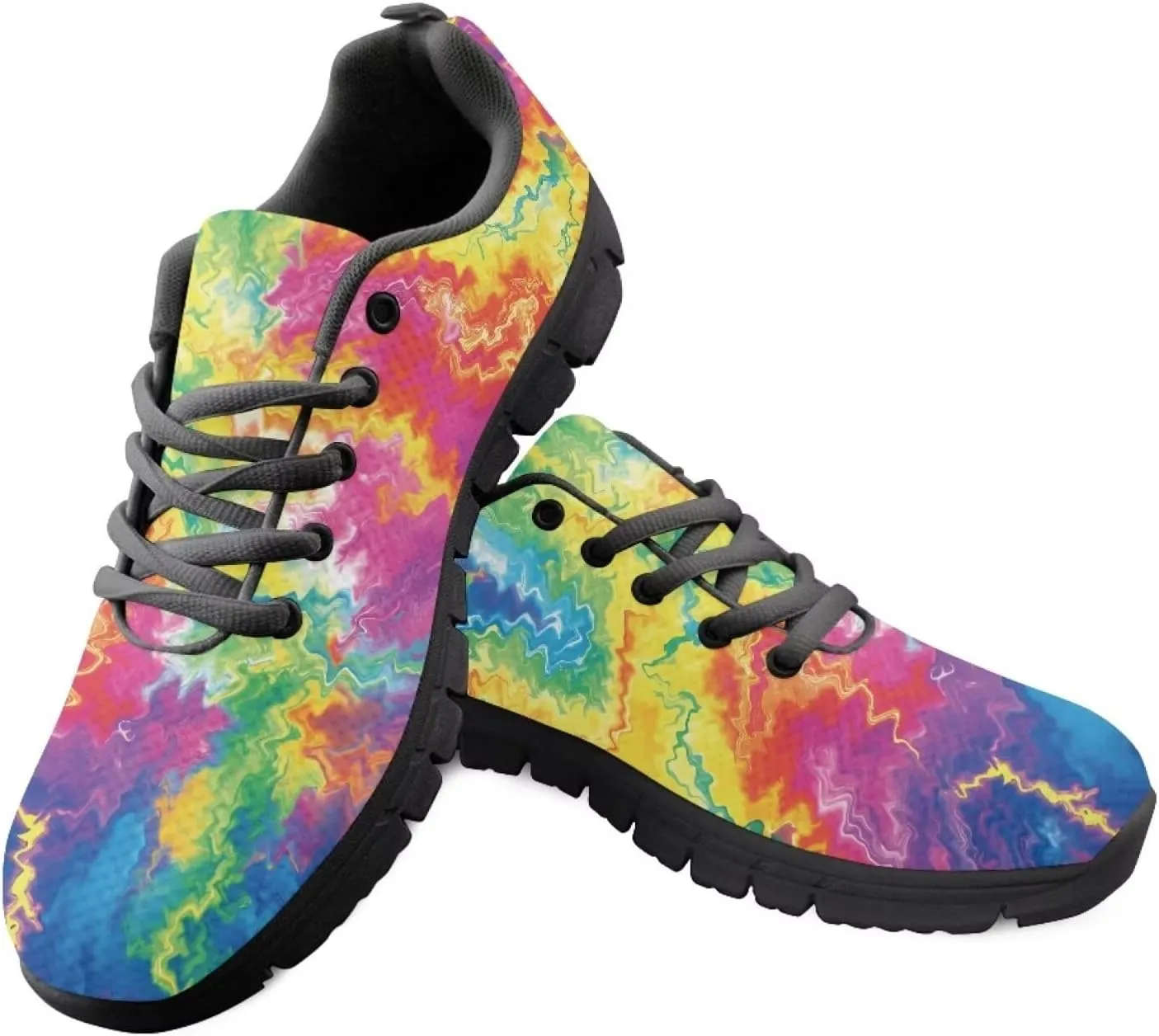 Bigcardesigns Womens Lightweight Athletic Fashion Sneaker Jogging Running Sports Shoes Colorful Floral Design