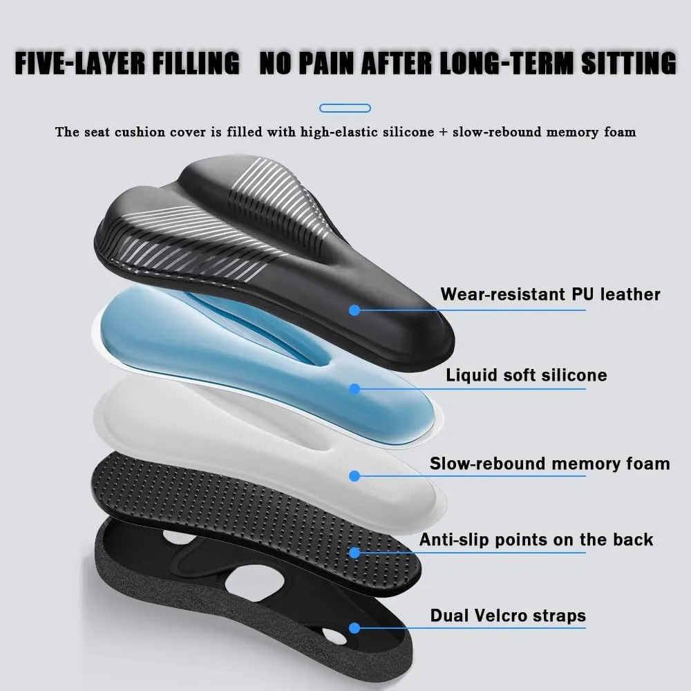 Bike Seat Cushion for Specialized Allez E5 Smartweld Frameset Allez Elite Allez Expert, Memory Foam & Gel Padded Cover Bicycle Seat for Men Women Shock-Absorbing Comfort Bike Seat Pad,B