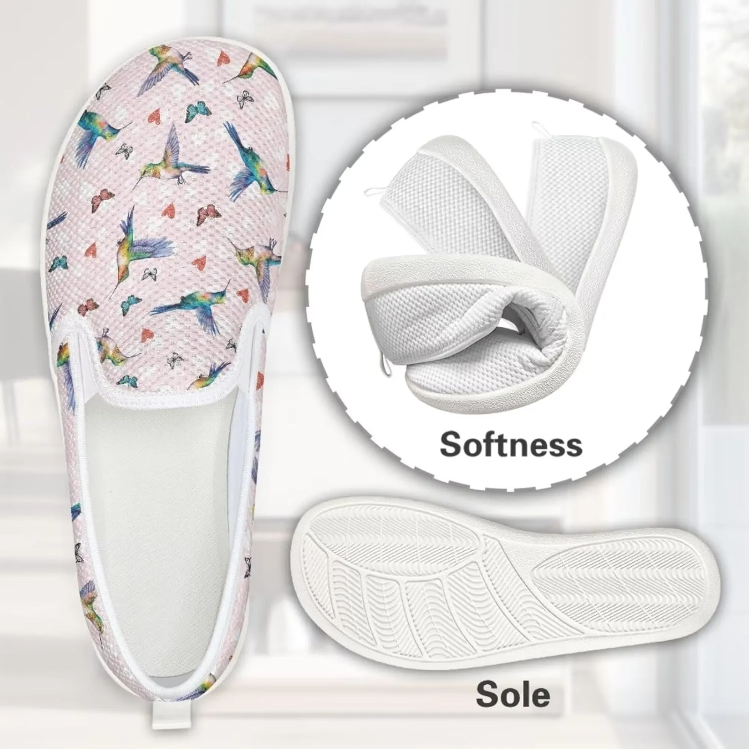 Binienty Women's Breathable Flats Shoes, Soft Slip on Loafers Flats Cozy Lightweight Walking Sneakers US 5.5-10.5