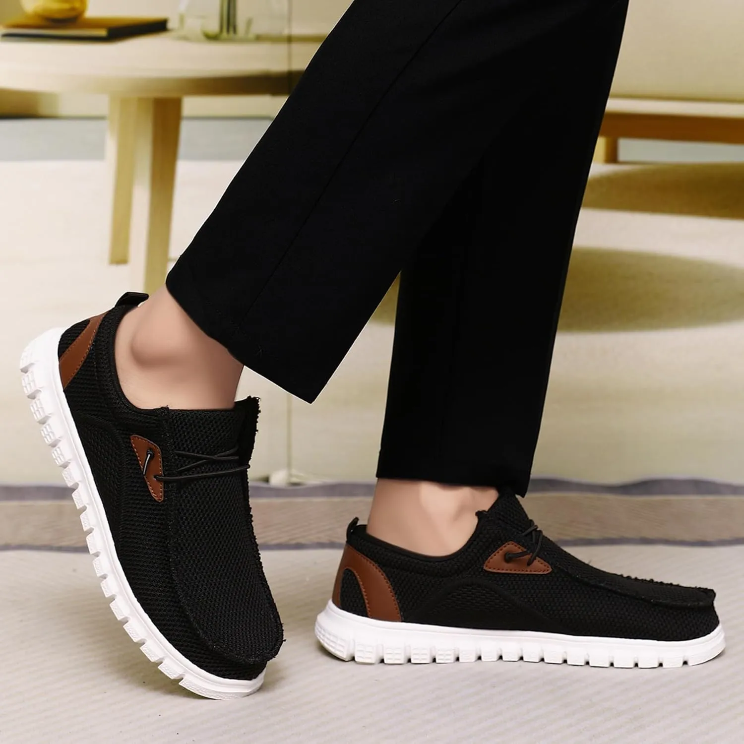 Black Shoes Mens Loafers & Slip-ons|Casual Dress Business Boat Shoes Lightweight Slip on Walking Sneakers Slippers