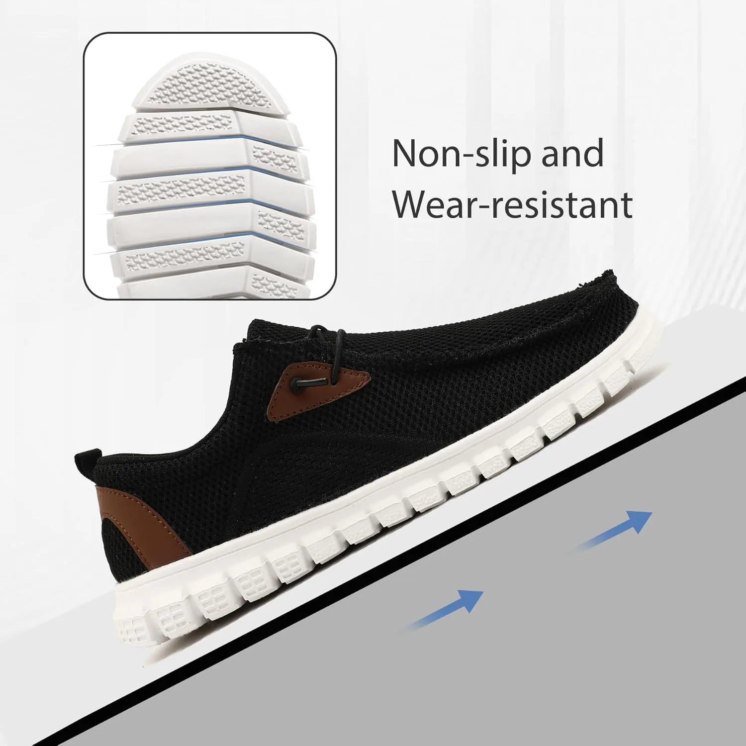 Black Shoes Mens Loafers & Slip-ons|Casual Dress Business Boat Shoes Lightweight Slip on Walking Sneakers Slippers