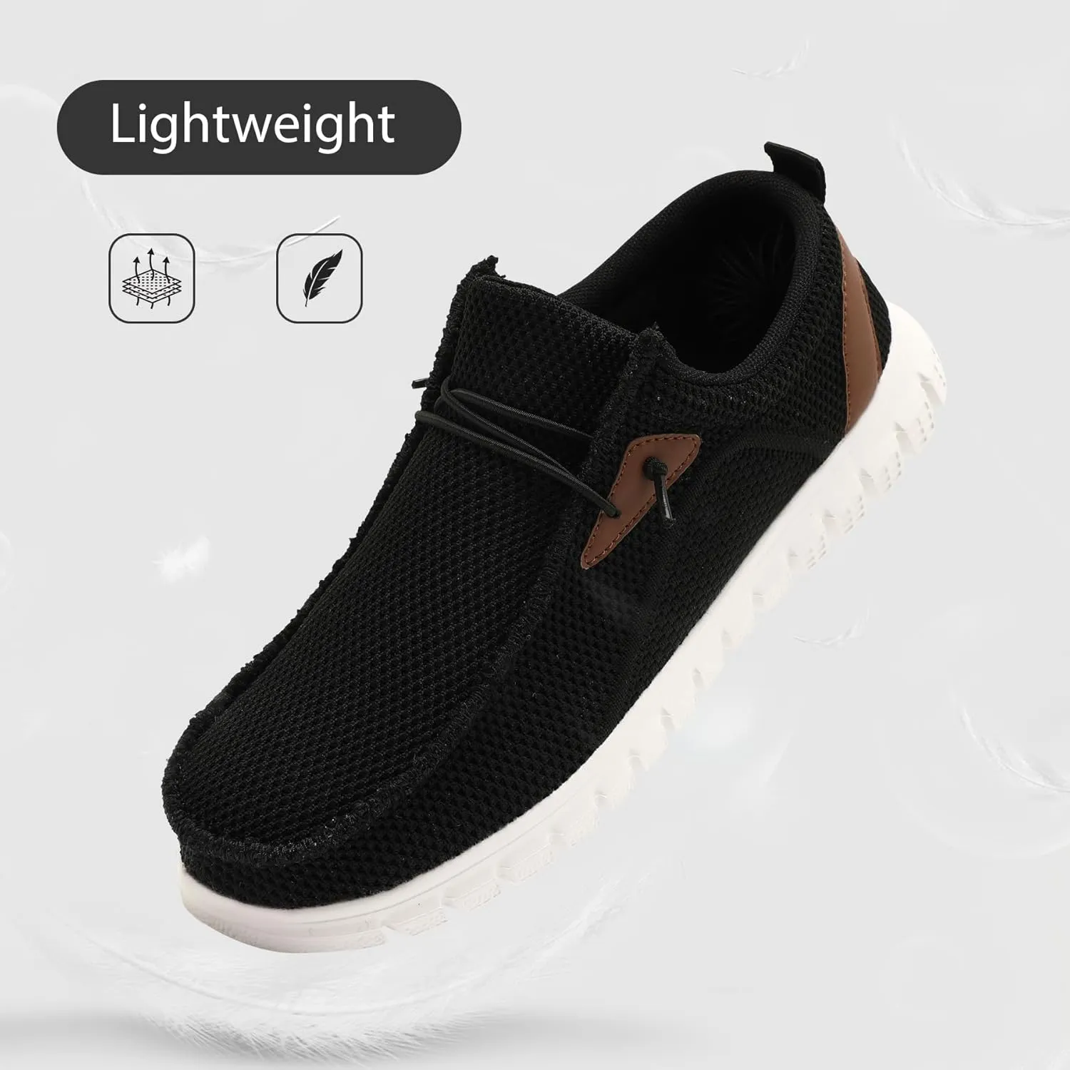 Black Shoes Mens Loafers & Slip-ons|Casual Dress Business Boat Shoes Lightweight Slip on Walking Sneakers Slippers