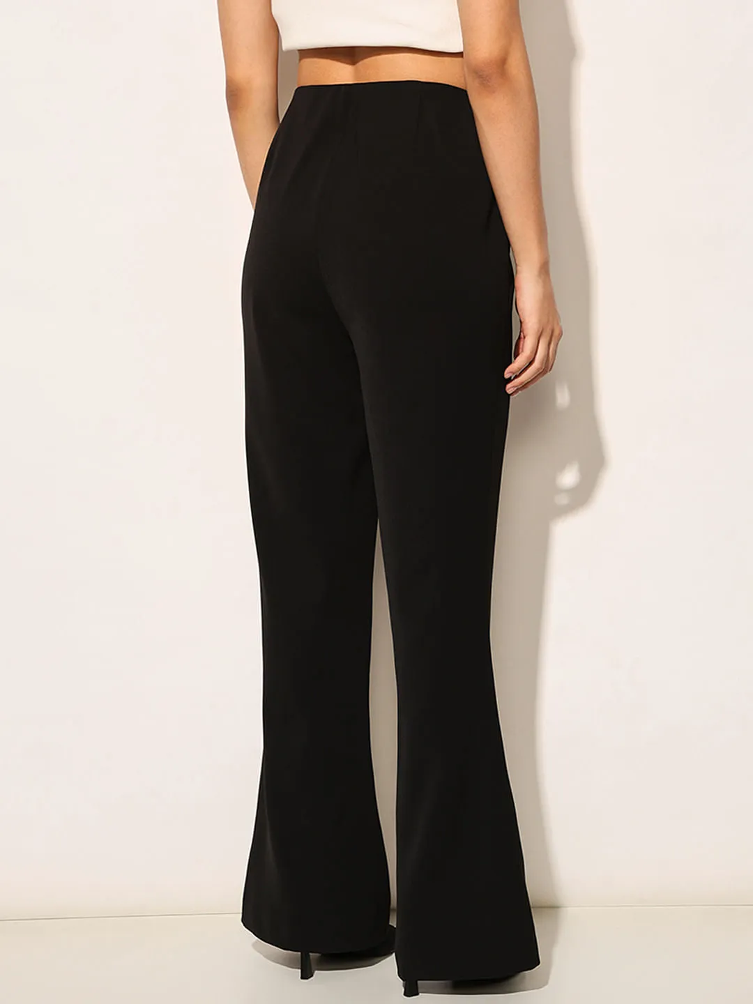 Black Side Slit Flared Pants