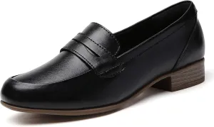 Black Women's Loafers & Slip-ons Flats Penny Round Toe Non-Slip Classic Business Casual Comfortable Dressy Office Work Slip On Shoes