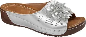 Boho Flower Decor Slide Sandals for Women Summer Outdoor Arch Support Slides Comfort Low Wedge Slippers Beach Sandal