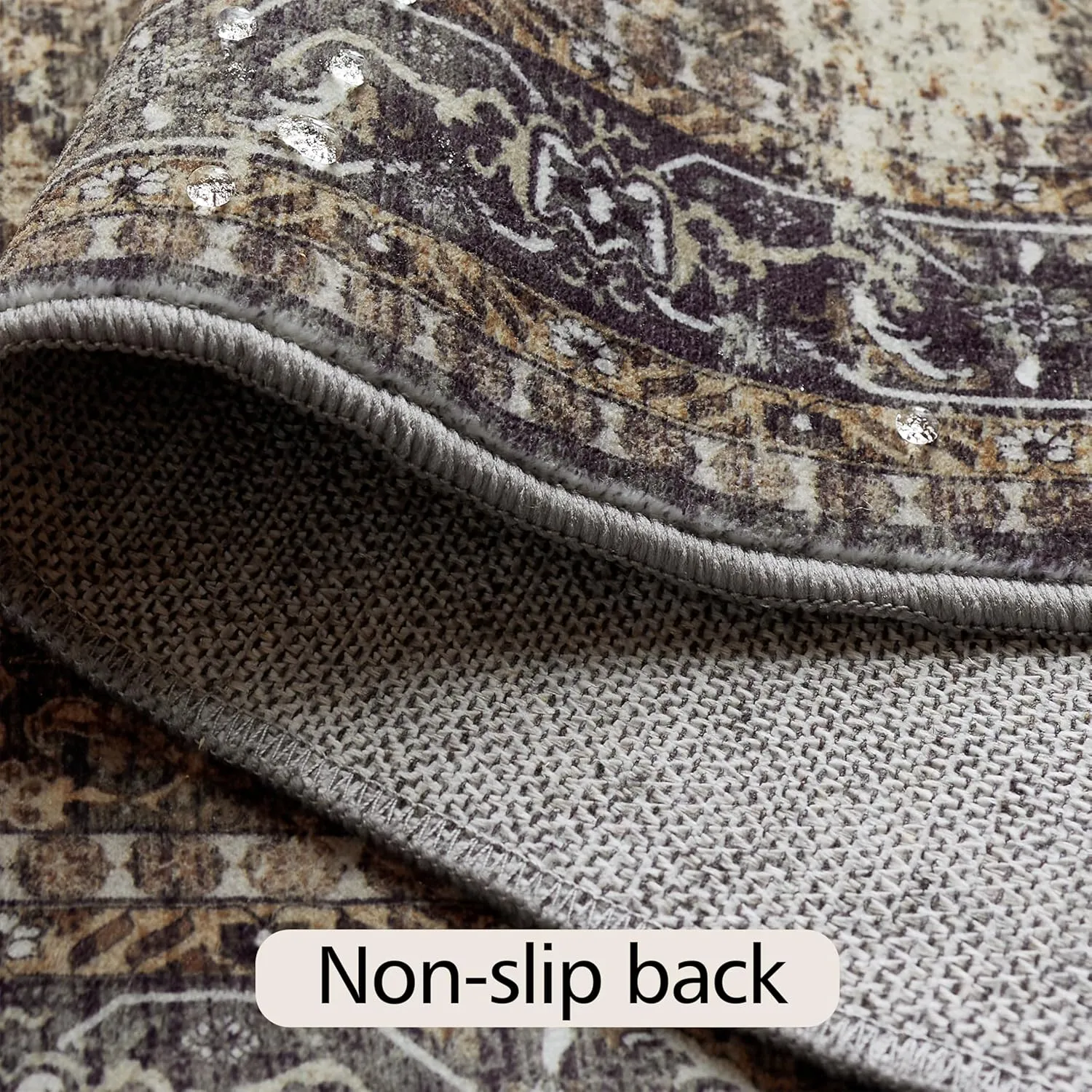 Boho Runner Rug 2x8 ft - Non-Slip Washable Area Rug for Outdoor & Indoor Use, Brown Hallway Runner Carpet