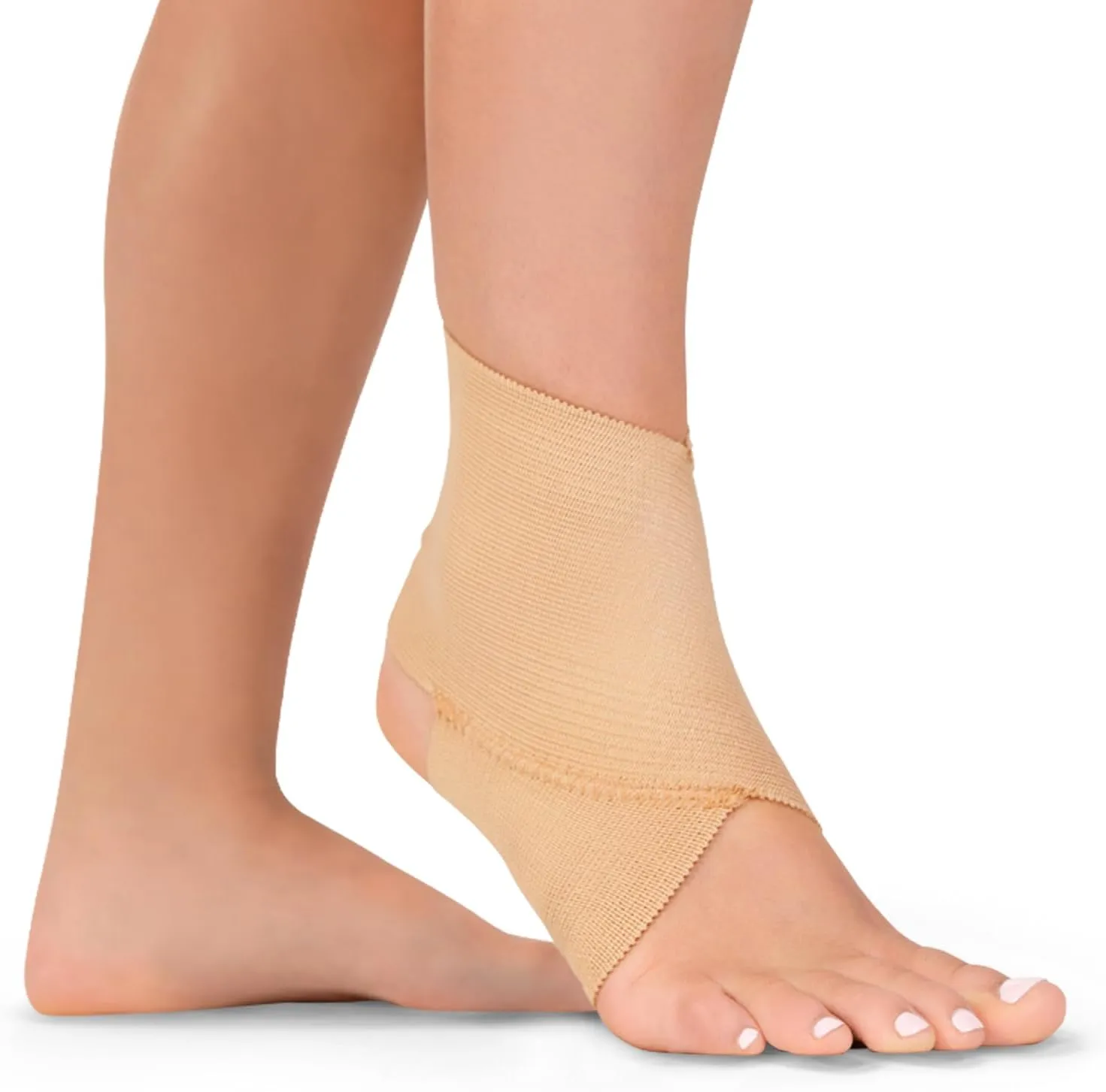 BraceAbility Elastic Ankle Support Brace - Lightweight Slip-on Compression Sleeve for Gymnastics, Dance, Sports, Running, and Sprained Foot Swelling (M)