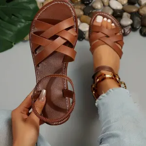 Braided Flat Sandals | PU Leather | Lightweight and Comfortable