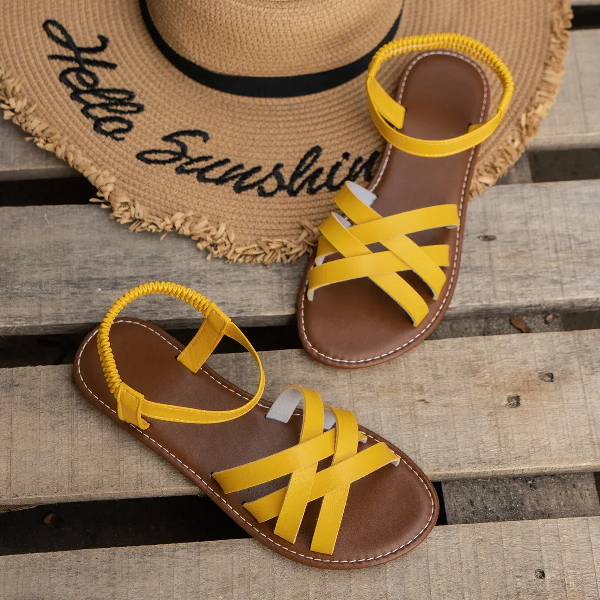 Braided Flat Sandals | PU Leather | Lightweight and Comfortable