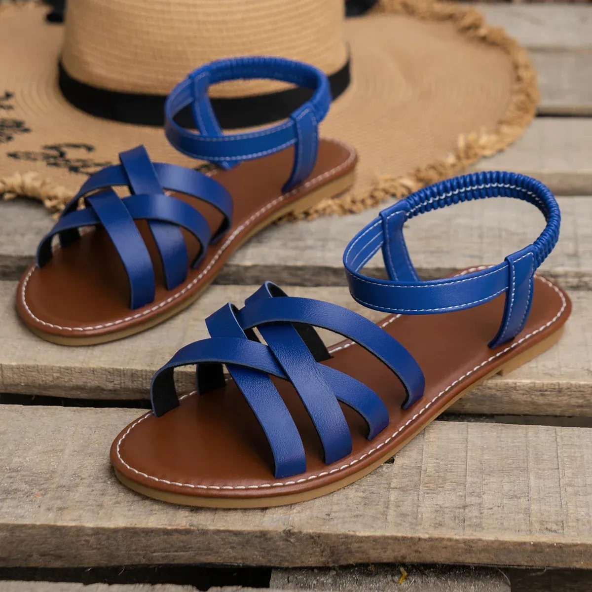 Braided Flat Sandals | PU Leather | Lightweight and Comfortable