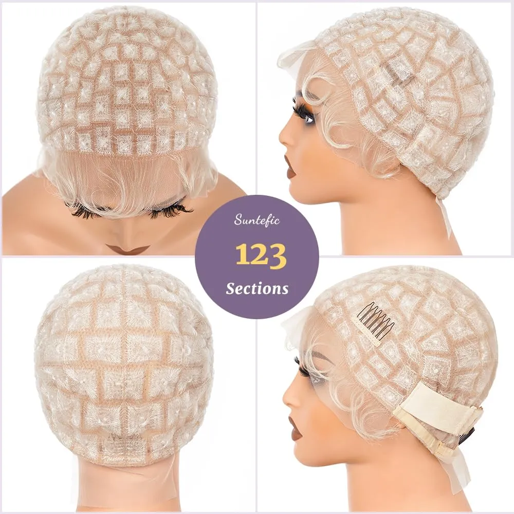 Braided Wig Cap With Baby Hair Crochet Wig Cap For Crochet Braids Hair Glueless Double Full Hd Lace Wig Caps For Black Women (Blonde-123)