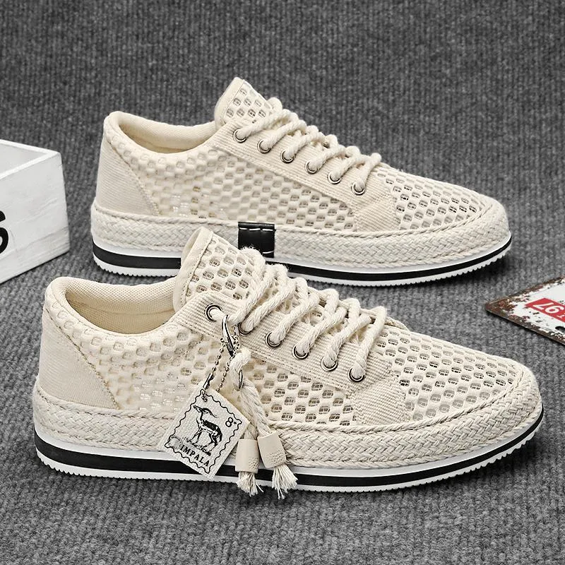 Breathable men's mesh hollow slip-on sneakers