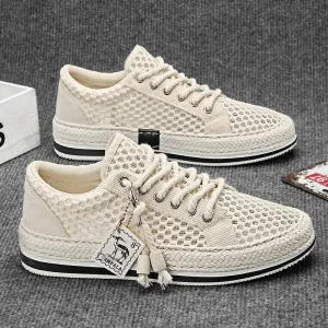 Breathable men's mesh hollow slip-on sneakers
