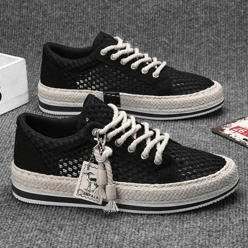 Breathable men's mesh hollow slip-on sneakers