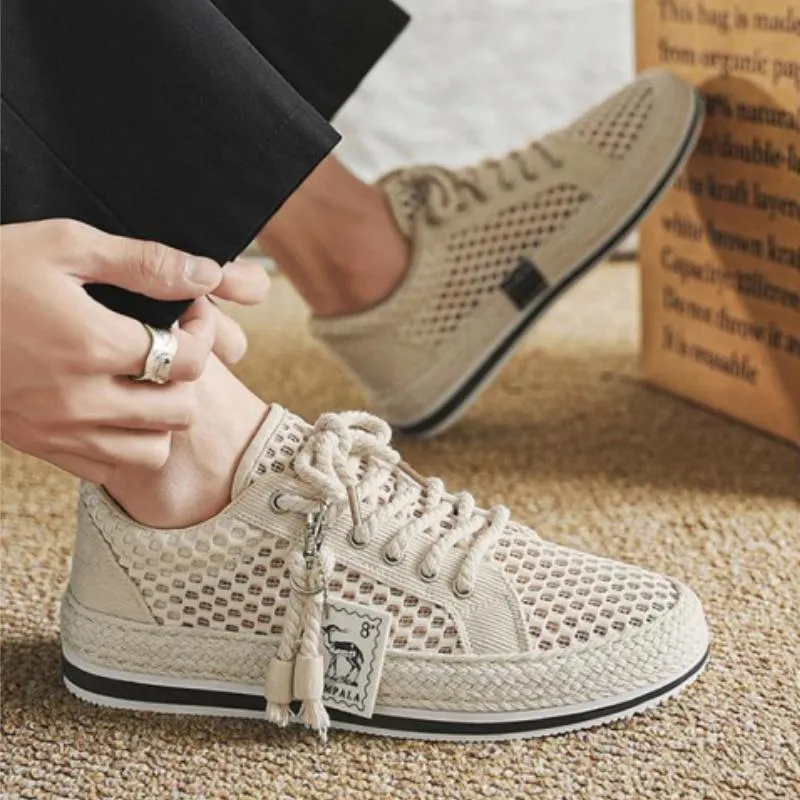 Breathable men's mesh hollow slip-on sneakers