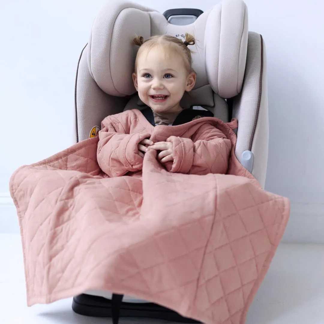Buckle Me Baby Coziest Car Seat Blanket - Quilted Wearable Blanket with Sleeves - Ultra-Soft & Warm Minky - Jacket Alternative for Kids and Babies